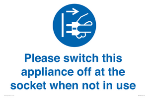 MV10498: Please switch this appliance off at the socket when not in use