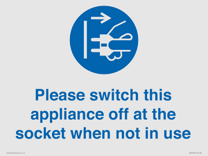 MV10498: Please switch this appliance off at the socket when not in use