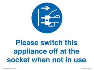 MV10498: Please switch this appliance off at the socket when not in use