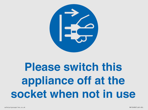 MV10498: Please switch this appliance off at the socket when not in use