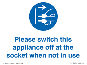 MV10498: Please switch this appliance off at the socket when not in use
