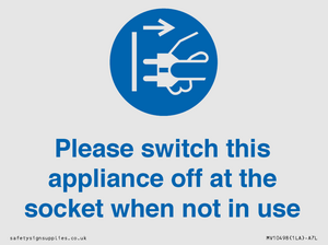 MV10498: Please switch this appliance off at the socket when not in use