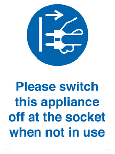 MV10498: Please switch this appliance off at the socket when not in use
