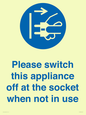 MV10498: Please switch this appliance off at the socket when not in use