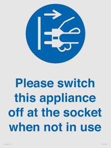 MV10498: Please switch this appliance off at the socket when not in use