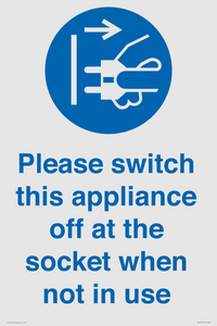 MV10498: Please switch this appliance off at the socket when not in use