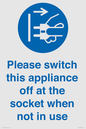 MV10498: Please switch this appliance off at the socket when not in use