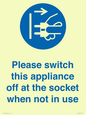 MV10498: Please switch this appliance off at the socket when not in use