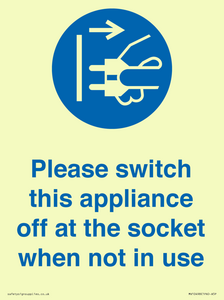 MV10498: Please switch this appliance off at the socket when not in use