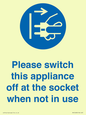 MV10498: Please switch this appliance off at the socket when not in use