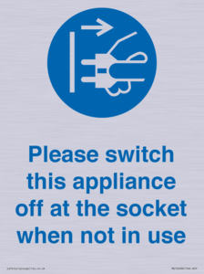 MV10498: Please switch this appliance off at the socket when not in use