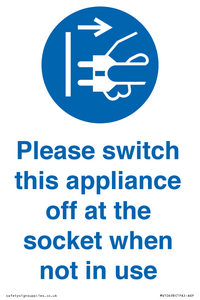MV10498: Please switch this appliance off at the socket when not in use