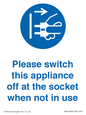 MV10498: Please switch this appliance off at the socket when not in use
