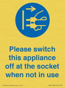 MV10498: Please switch this appliance off at the socket when not in use