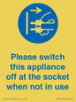 MV10498: Please switch this appliance off at the socket when not in use