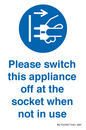 MV10498: Please switch this appliance off at the socket when not in use