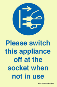 MV10498: Please switch this appliance off at the socket when not in use