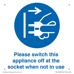 MV10498: Please switch this appliance off at the socket when not in use