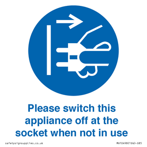 MV10498: Please switch this appliance off at the socket when not in use