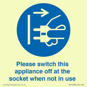 MV10498: Please switch this appliance off at the socket when not in use