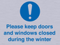 MV10504: Please keep doors and windows closed during the winter