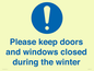 MV10504: Please keep doors and windows closed during the winter