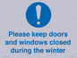 MV10504: Please keep doors and windows closed during the winter