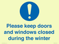 MV10504: Please keep doors and windows closed during the winter