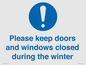 MV10504: Please keep doors and windows closed during the winter