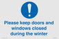MV10504: Please keep doors and windows closed during the winter