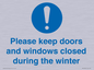 MV10504: Please keep doors and windows closed during the winter
