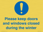 MV10504: Please keep doors and windows closed during the winter