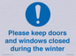 MV10504: Please keep doors and windows closed during the winter