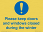 MV10504: Please keep doors and windows closed during the winter