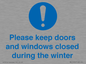 MV10504: Please keep doors and windows closed during the winter