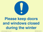 MV10504: Please keep doors and windows closed during the winter