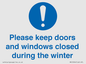 MV10504: Please keep doors and windows closed during the winter