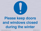 MV10504: Please keep doors and windows closed during the winter