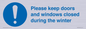 MV10504: Please keep doors and windows closed during the winter