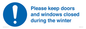 MV10504: Please keep doors and windows closed during the winter