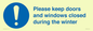 MV10504: Please keep doors and windows closed during the winter
