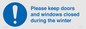 MV10504: Please keep doors and windows closed during the winter