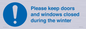 MV10504: Please keep doors and windows closed during the winter
