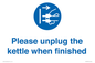 MV10533: Please unplug the kettle when finished