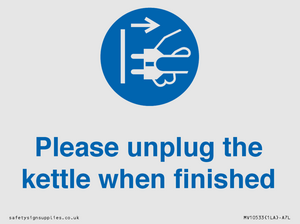 MV10533: Please unplug the kettle when finished