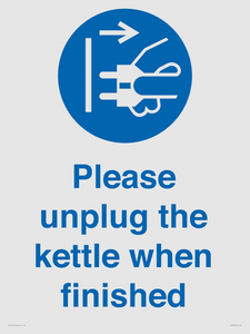 MV10533: Please unplug the kettle when finished