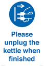 MV10533: Please unplug the kettle when finished
