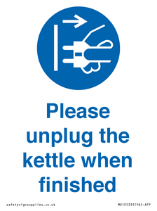 MV10533: Please unplug the kettle when finished