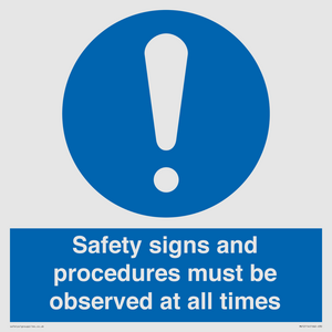 MV12114: Safety signs and procedures must be observed at all times
