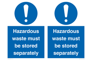 MV12251: Hazardous Waste Must Be Stored Separately Sign
